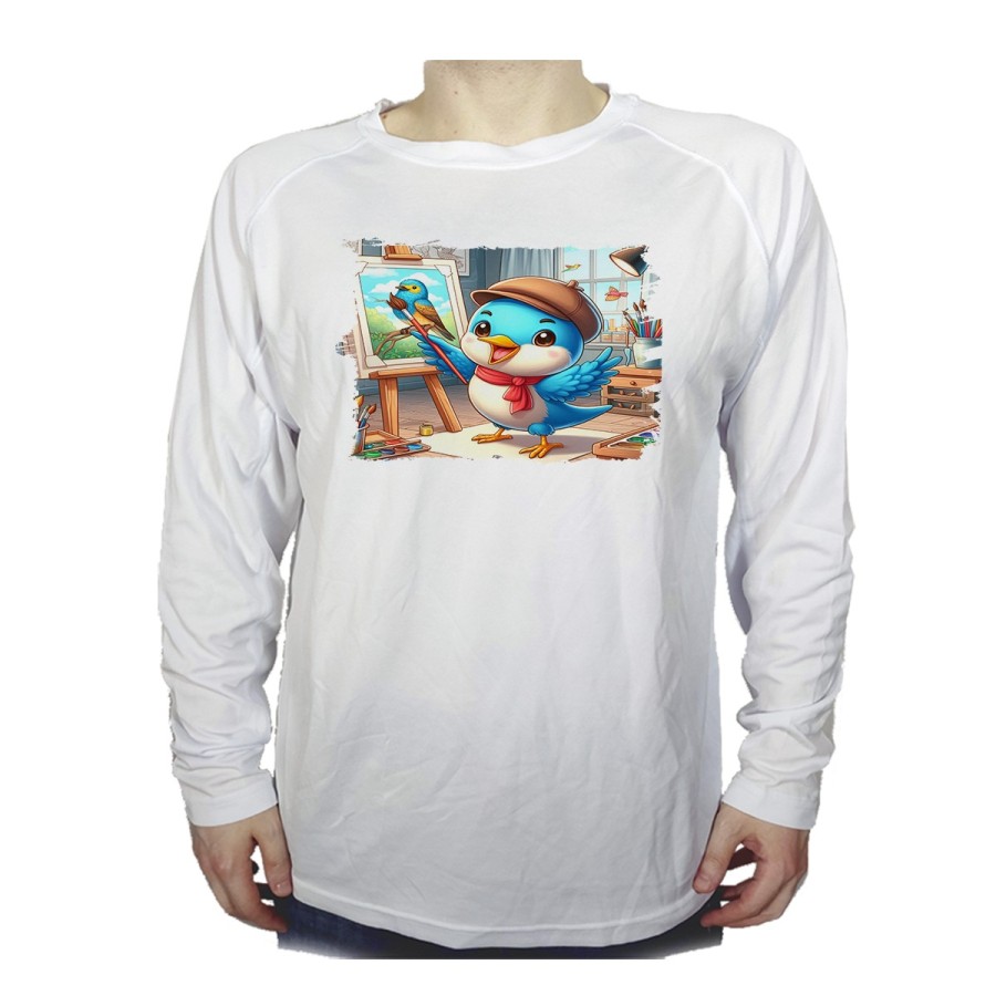CAMISETA MANGA LARGA ruiseñor artista profesion escultor pintor mascota personalizada