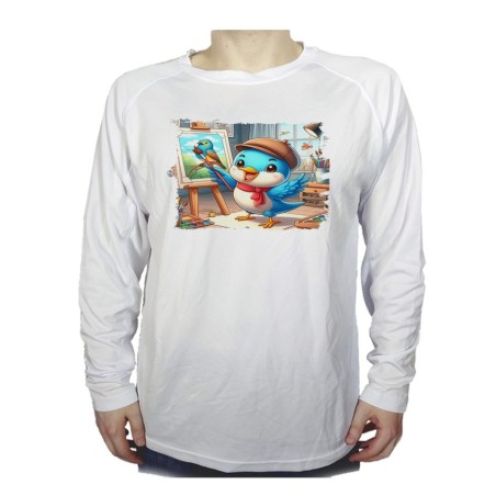 CAMISETA MANGA LARGA ruiseñor artista profesion escultor pintor mascota personalizada