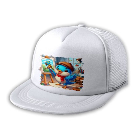 GORRA 5 PANELES REDECILLA TRASERA ruiseñor artista profesion escultor pintor mascota estilo rapero