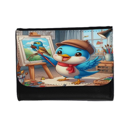 BILLETERA BILLETERO ruiseñor artista profesion escultor pintor mascota unisex negro monedero