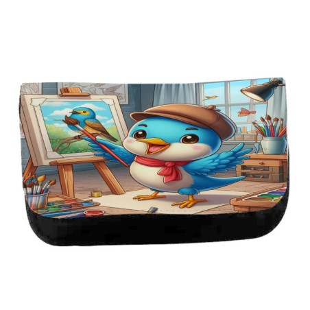 ESTUCHE NECESER DE LONA ruiseñor artista profesion escultor pintor mascota unisex negro bolsa aseo multiusos