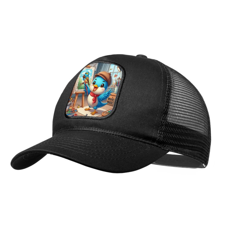 GORRA NEGRA CON REJILLA ruiseñor artista profesion escultor pintor mascota moda deporte