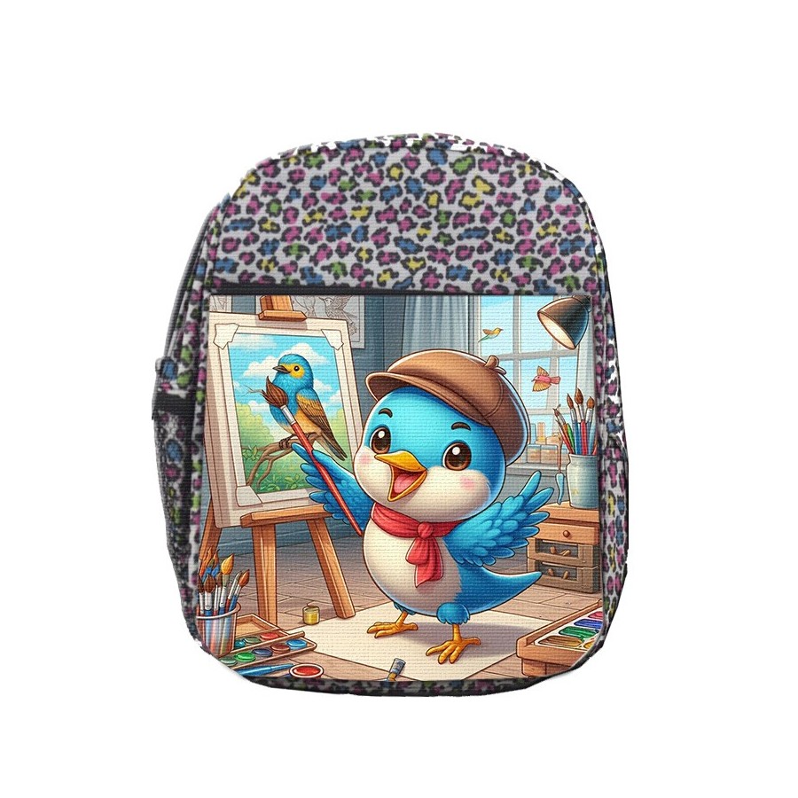 MOCHILA LUNARES ESTAMPADO ruiseñor artista profesion escultor pintor mascota escolar personalizado picnic excursión deporte