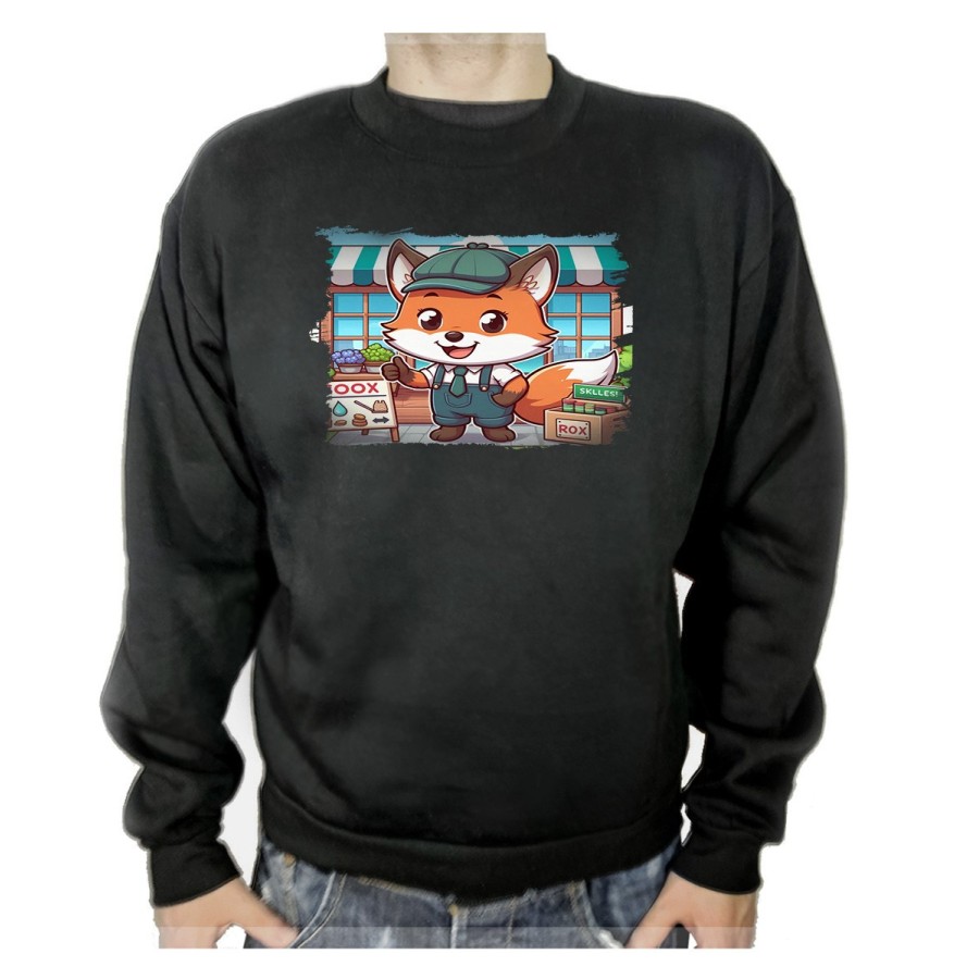 SUDADERA NEGRA zorro vendedor profesion bricolaje tienda mascota adulto poliester algodón personalizada