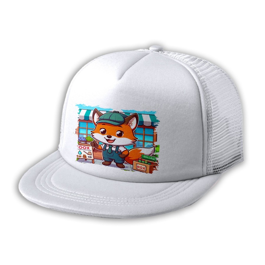 GORRA 5 PANELES REDECILLA TRASERA zorro vendedor profesion bricolaje tienda mascota estilo rapero