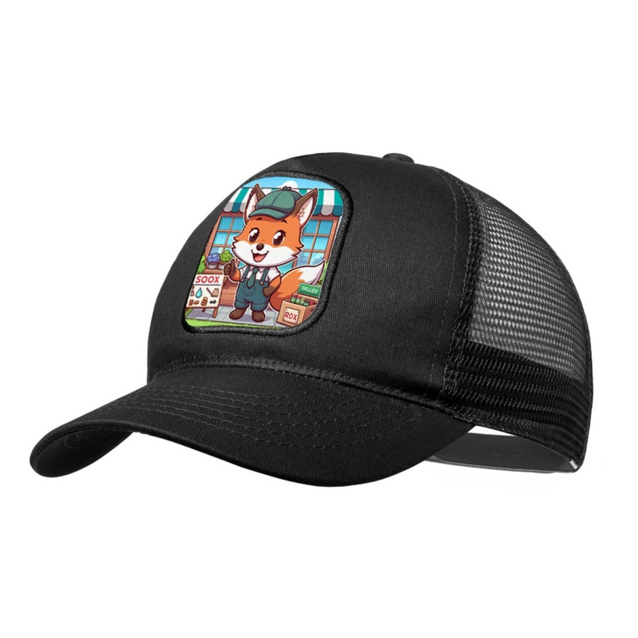 GORRA NEGRA CON REJILLA zorro vendedor profesion bricolaje tienda mascota moda deporte