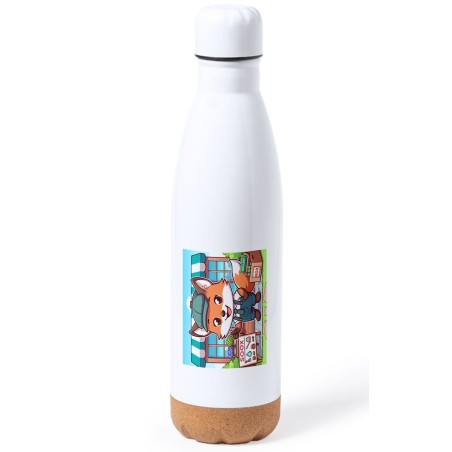 BIDON 750 ML ACERO INOXIDABLE ADORNO DE CORCHO zorro vendedor profesion bricolaje tienda mascota tapon botella