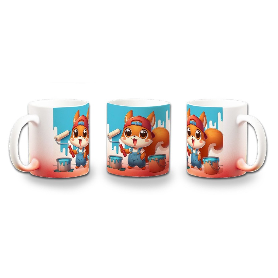 TAZA CON DEGRADADO ardilla pintora profesion animal pintura mascota color personalizada