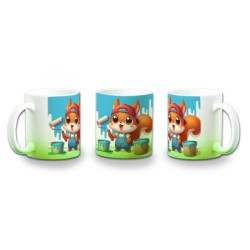 TAZA CON DEGRADADO ardilla pintora profesion animal pintura mascota color personalizada