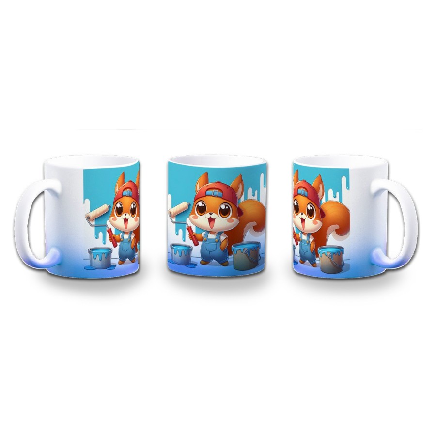 TAZA CON DEGRADADO ardilla pintora profesion animal pintura mascota color personalizada