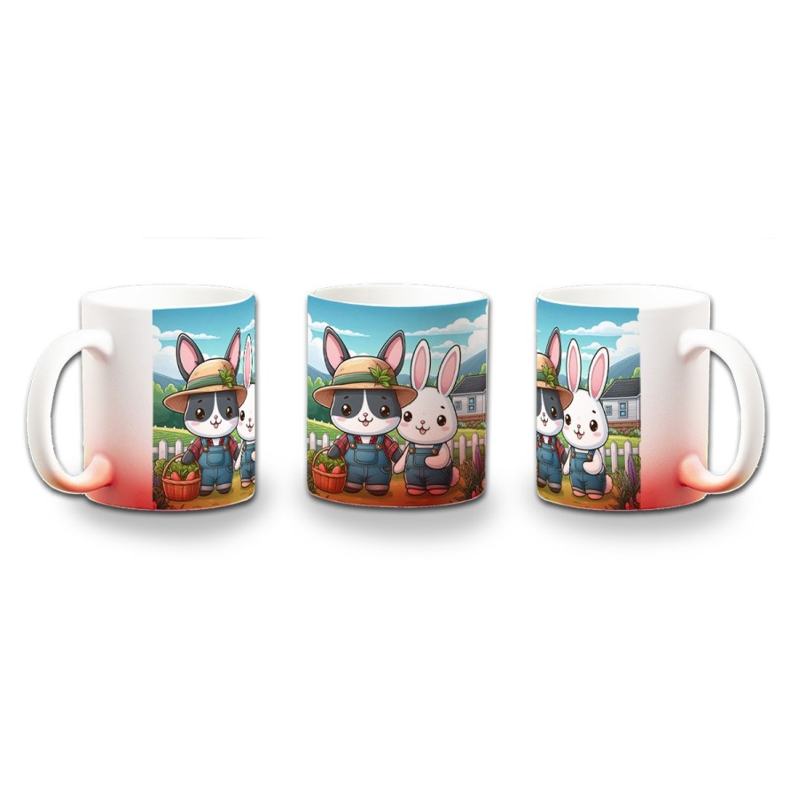 TAZA CON DEGRADADO conejo familia profesion granjero rancho animales color personalizada