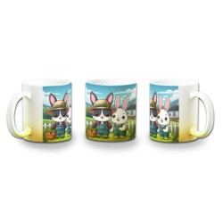 TAZA CON DEGRADADO conejo familia profesion granjero rancho animales color personalizada