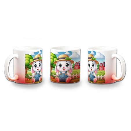 TAZA CON DEGRADADO conejo granjero profesion animal rancho cultivo color personalizada