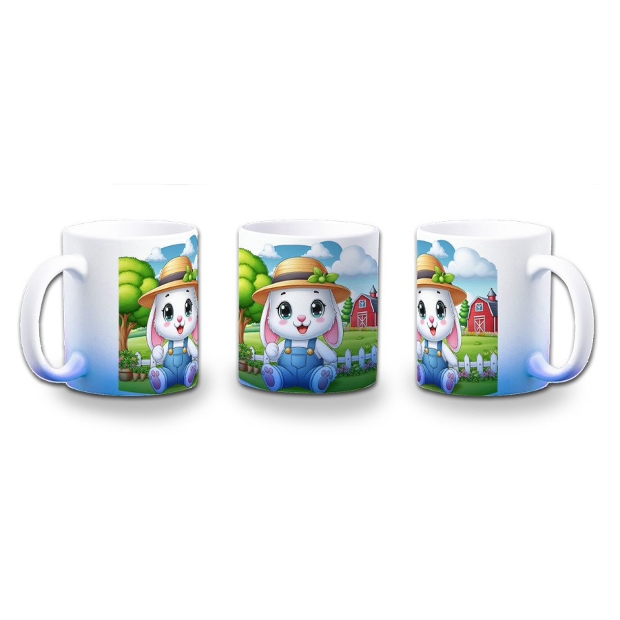 TAZA CON DEGRADADO conejo granjero profesion animal rancho cultivo color personalizada