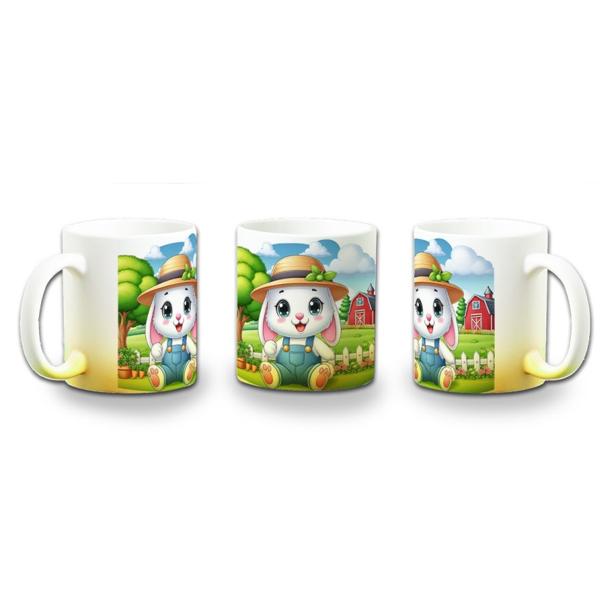 TAZA CON DEGRADADO conejo granjero profesion animal rancho cultivo color personalizada