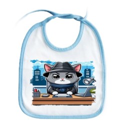 BABERO COLORES gato detective profesion espia mascota animal personalizado bebe