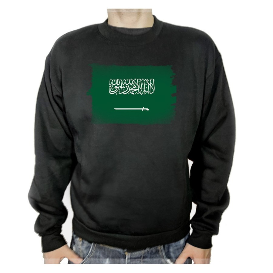 SUDADERA NEGRA bandera arabia saudí pais gobierno arabe adulto poliester algodón personalizada