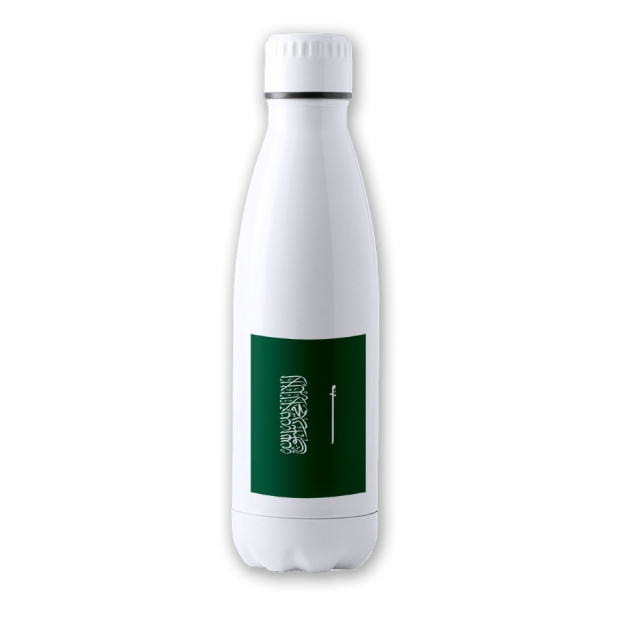 BIDON 700 ML ACERO INOXIDABLE bandera arabia saudí pais gobierno arabe tapon seguridad botella