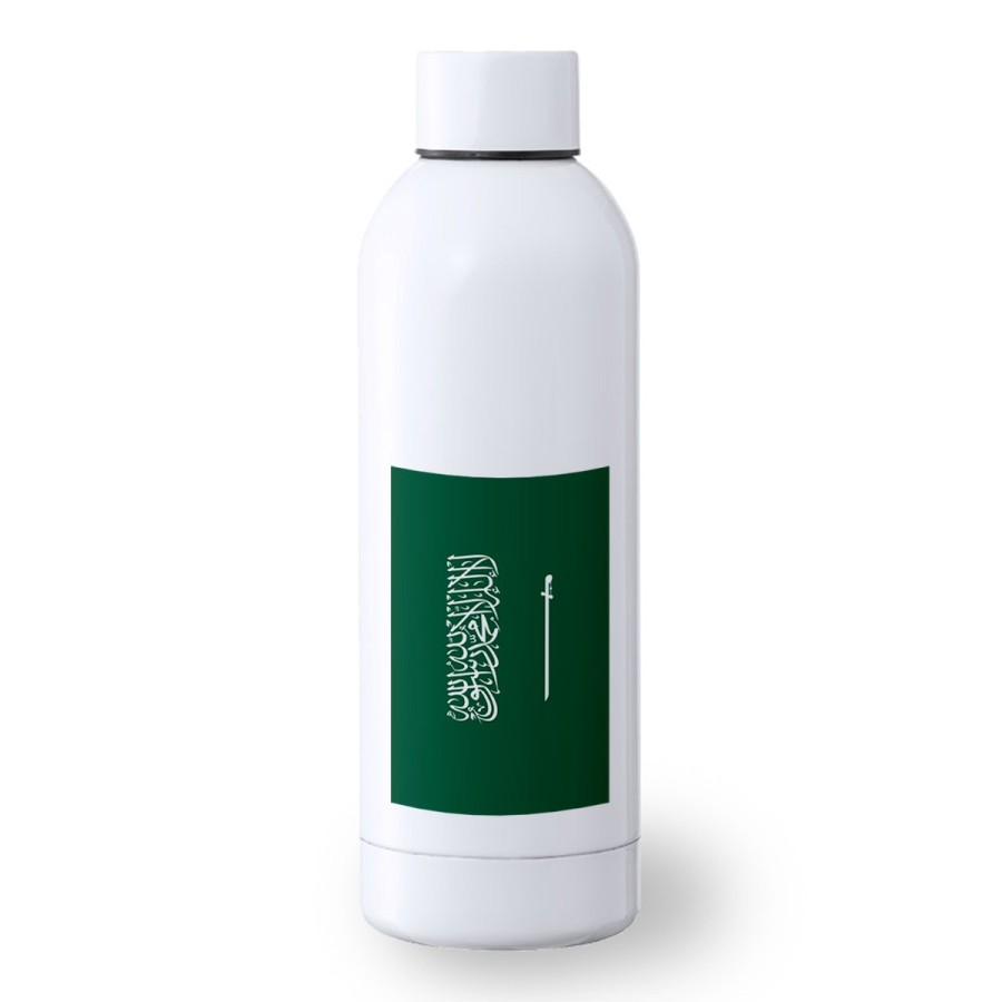 BIDON 500 ML ACERO INOXIDABLE bandera arabia saudí pais gobierno arabe deporte deportivo botella senderismo