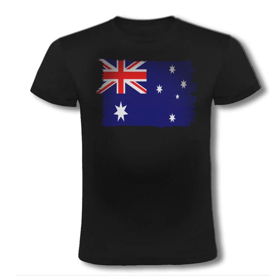 CAMISETA NEGRA bandera australia pais gobierno australiano moda verano personalizada