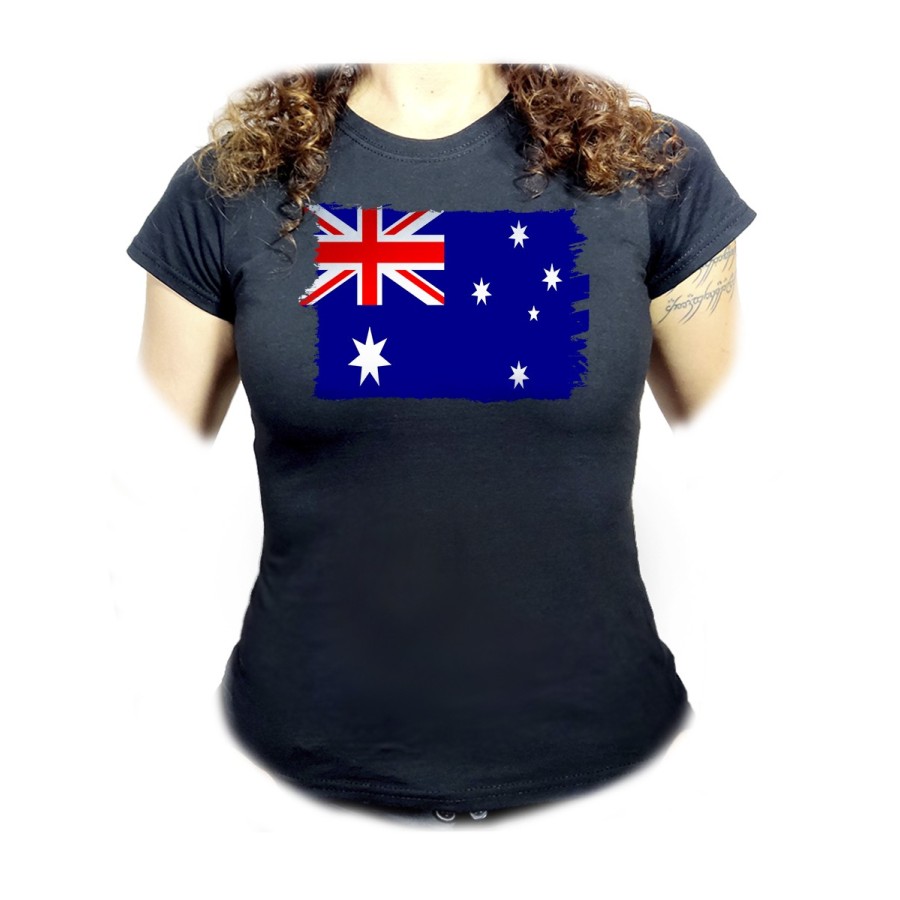 CAMISETA NEGRA MUJER bandera australia pais gobierno australiano oferta personalizada