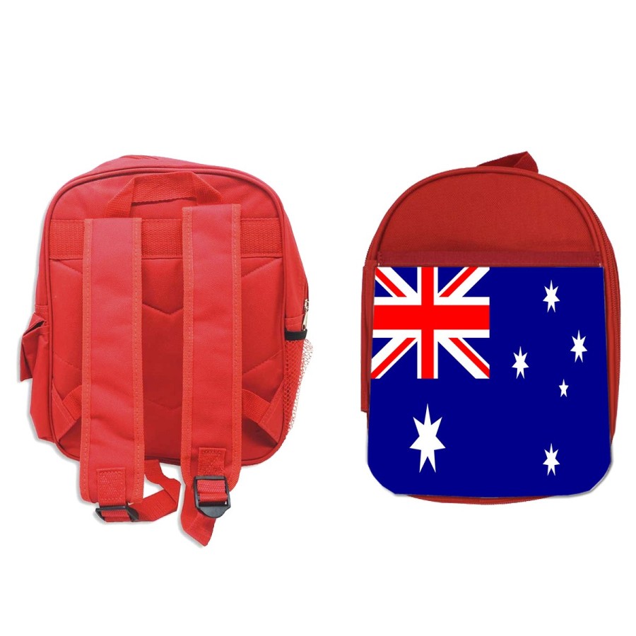 PACK MOCHILA ROJA Y ESTUCHE bandera australia pais gobierno australiano material escolar