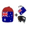 PACK MOCHILA ROJA Y ESTUCHE bandera australia pais gobierno australiano material escolar