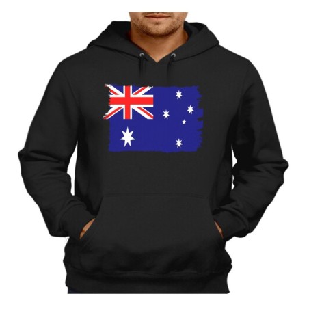 SUDADERA NEGRA CON CAPUCHA bandera australia pais gobierno australiano adulto poliester algodón personalizada