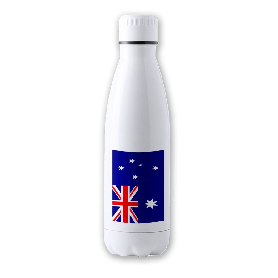 BIDON 700 ML ACERO INOXIDABLE bandera australia pais gobierno australiano tapon seguridad botella