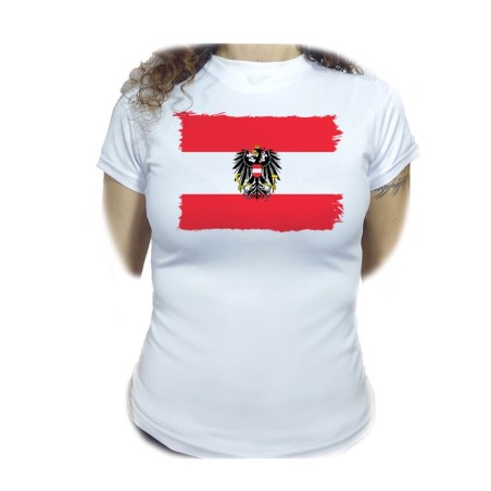 CAMISETA MUJER bandera austria pais gobierno escudo moda personalizada