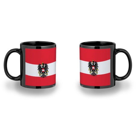 TAZA COMPLETAMENTE NEGRA bandera austria pais gobierno escudo personalizada