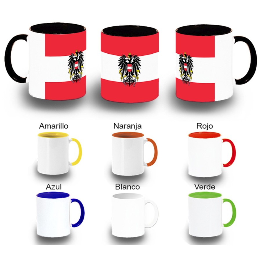 TAZA COLORES bandera austria pais gobierno escudo color personalizada