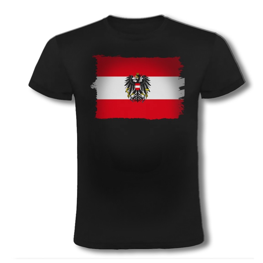 CAMISETA NEGRA bandera austria pais gobierno escudo moda verano personalizada