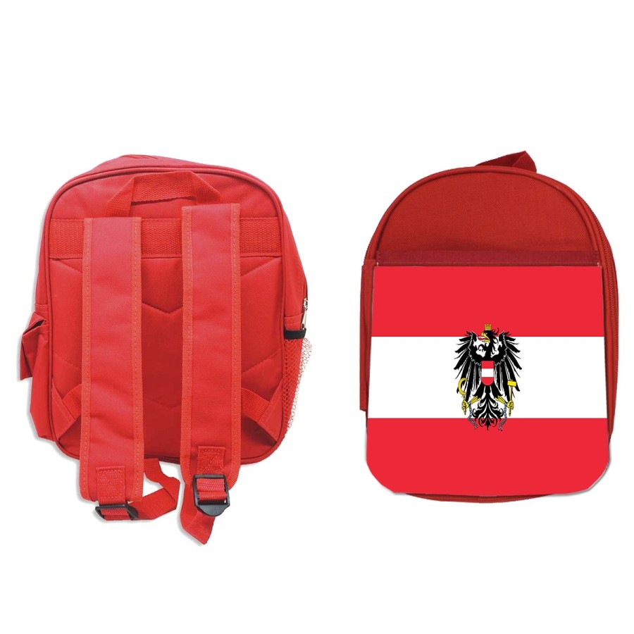 MOCHILA ROJA bandera austria pais gobierno escudo escolar personalizado