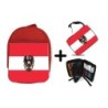 PACK MOCHILA ROJA Y ESTUCHE bandera austria pais gobierno escudo material escolar