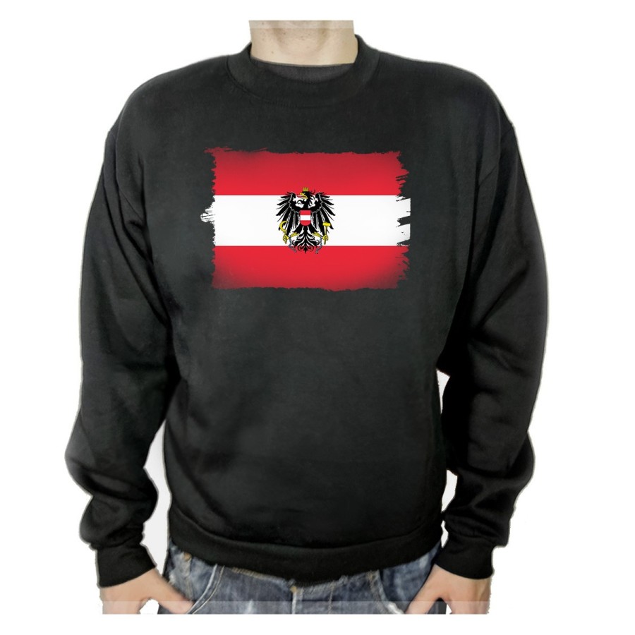 SUDADERA NEGRA bandera austria pais gobierno escudo adulto poliester algodón personalizada