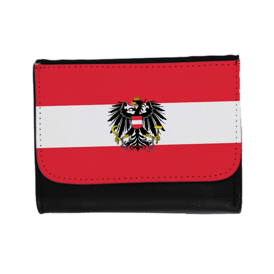 BILLETERA BILLETERO bandera austria pais gobierno escudo unisex negro monedero