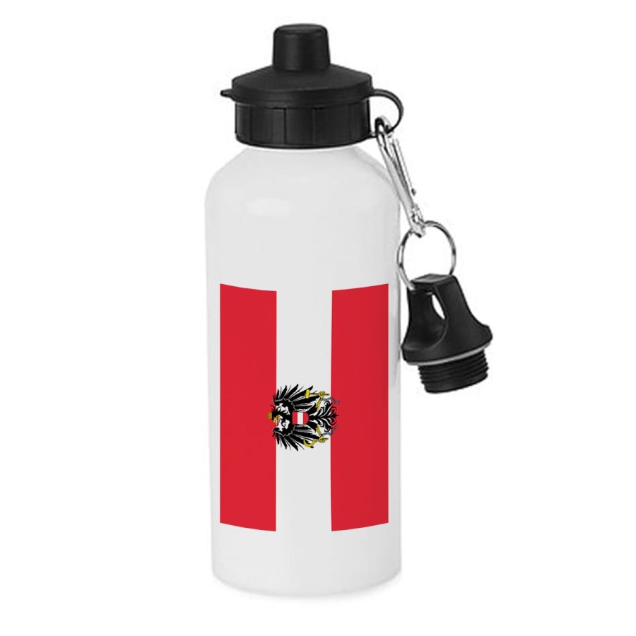 BIDON 600 ML ACERO INOXIDABLE CON CHUPON bandera austria pais gobierno escudo escolar deporte bicicleta