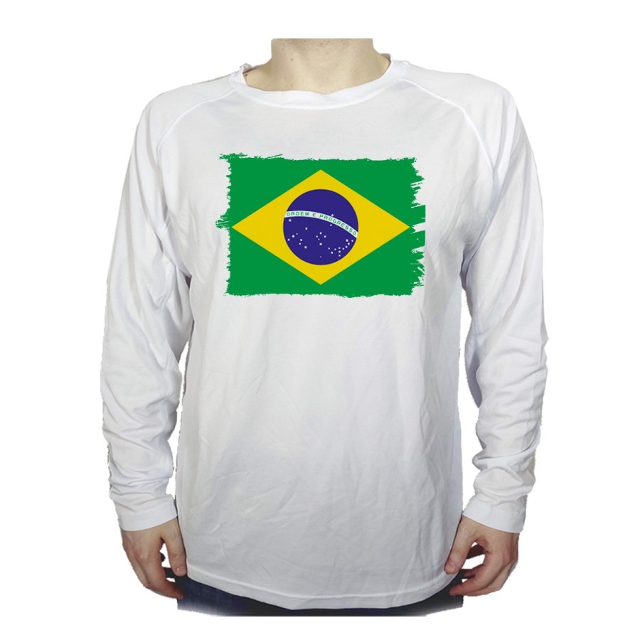 CAMISETA MANGA LARGA bandera brasil pais gobierno brasileño personalizada