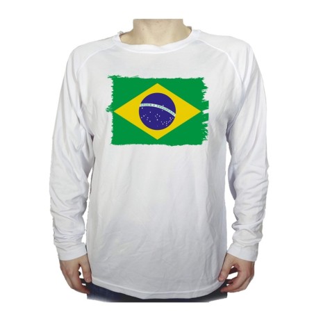 CAMISETA MANGA LARGA bandera brasil pais gobierno brasileño personalizada