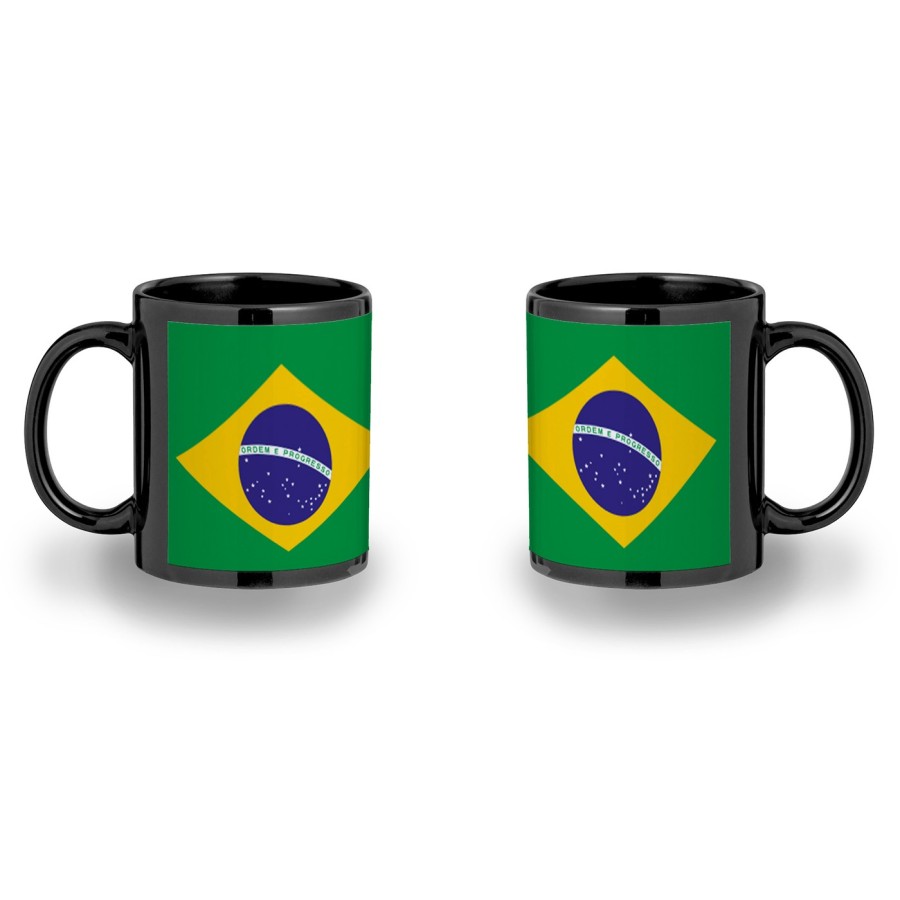 TAZA COMPLETAMENTE NEGRA bandera brasil pais gobierno brasileño personalizada