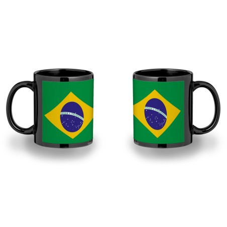 TAZA COMPLETAMENTE NEGRA bandera brasil pais gobierno brasileño personalizada