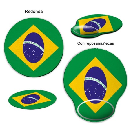 ALFOMBRILLA REDONDEADA bandera brasil pais gobierno brasileño curva curvada reposamuñecas pc raton