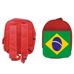 MOCHILA ROJA bandera brasil pais gobierno brasileño escolar personalizado