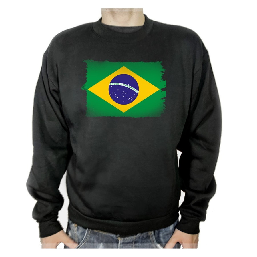 SUDADERA NEGRA bandera brasil pais gobierno brasileño adulto poliester algodón personalizada