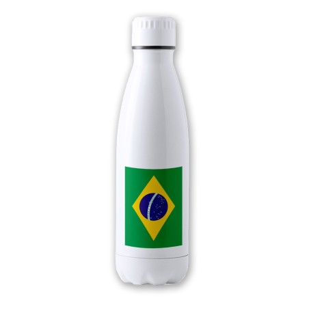 BIDON 700 ML ACERO INOXIDABLE bandera brasil pais gobierno brasileño tapon seguridad botella