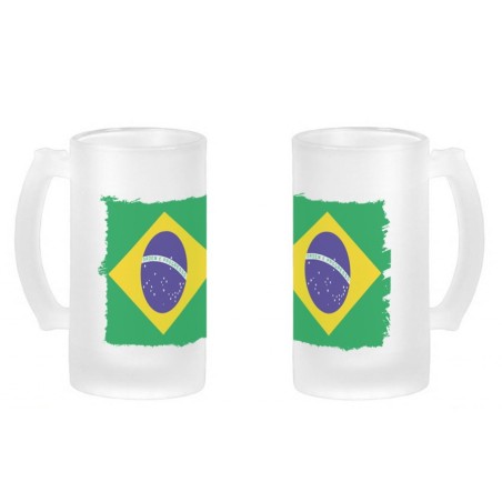 JARRA CERVEZA CRISTAL bandera brasil pais gobierno brasileño esmerilada esmerilado 500ml