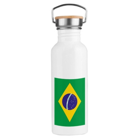 BIDON 750 ML ACERO INOXIDABLE ESTILO RETRO bandera brasil pais gobierno brasileño deporte deportivo botella