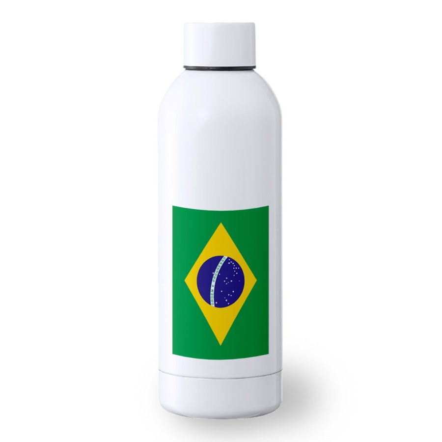 BIDON 500 ML ACERO INOXIDABLE bandera brasil pais gobierno brasileño deporte deportivo botella senderismo