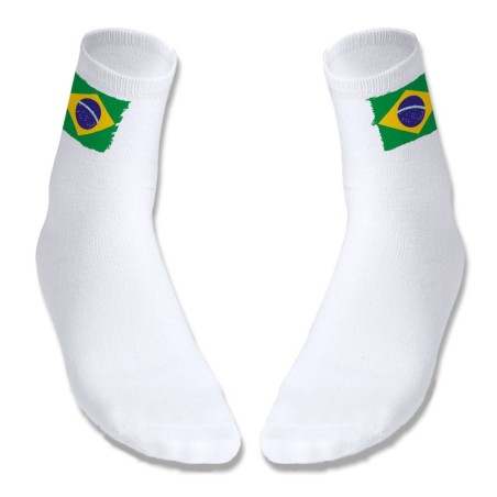 PAR DE CALCETINES SUAVES TALLA S-M bandera brasil pais gobierno brasileño deportivos moda poliester